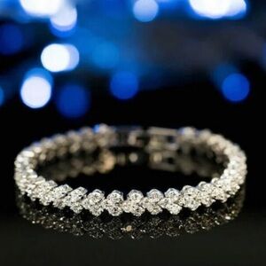 CZ Sterling Silver Heart Bracelet